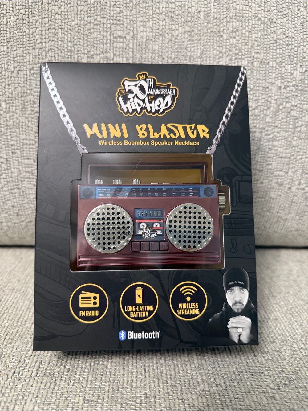 50th Anniversary Of Hip Hop Mini Blaster Wireless Boombox Speaker Necklace